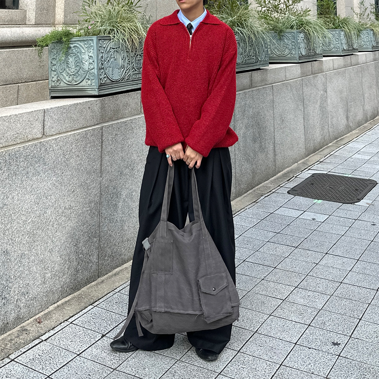 ユニセックス) カラーハーフジップアップニット | ファッション通販