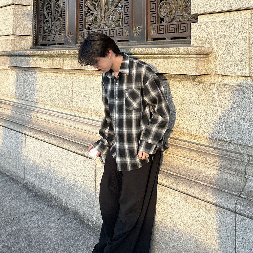 ユニセックス）オーバーフィットチェックシャツ | ファッション通販