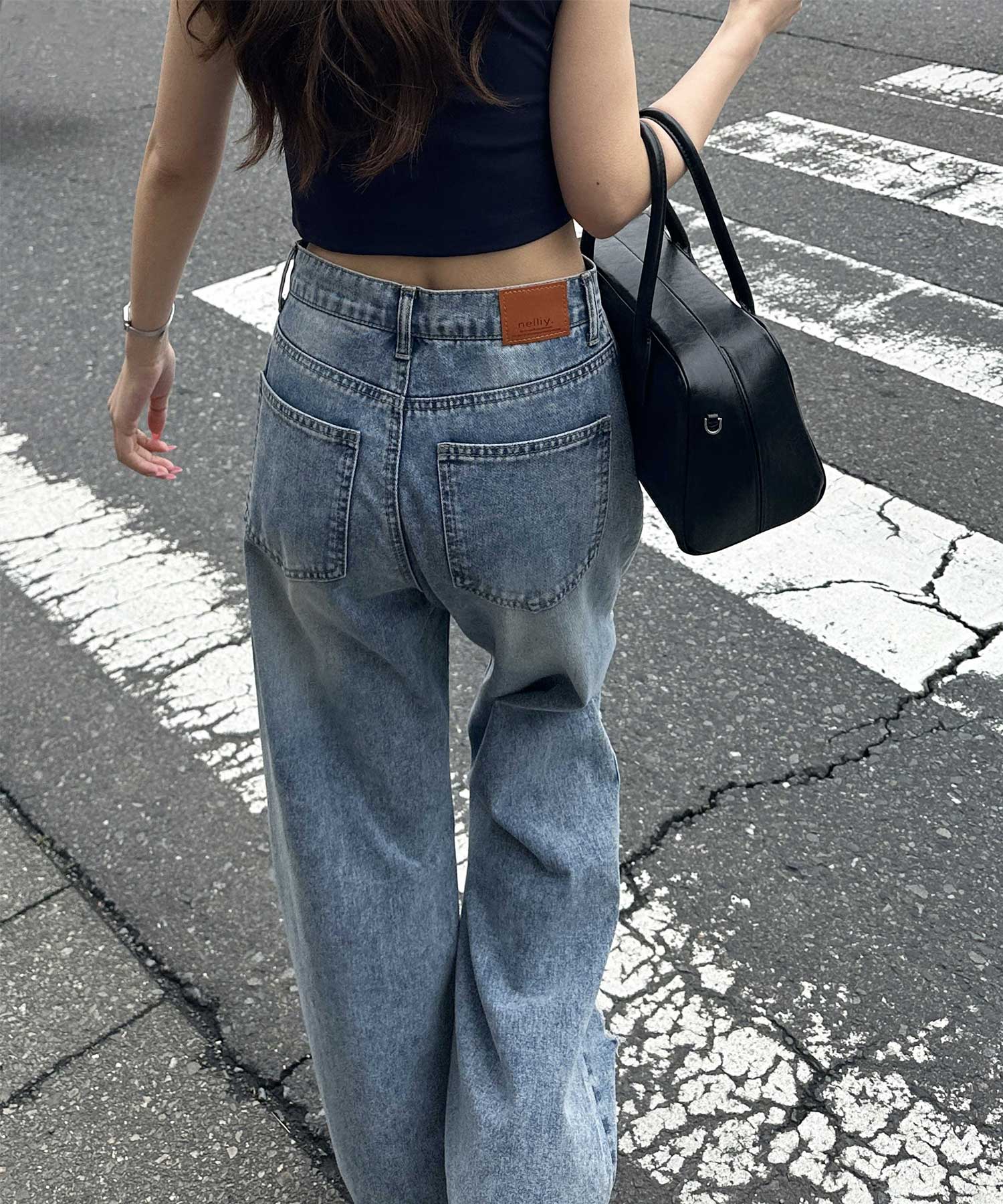 オリジナルパッチダメージワイドデニム | ファッション通販サイト NUGU