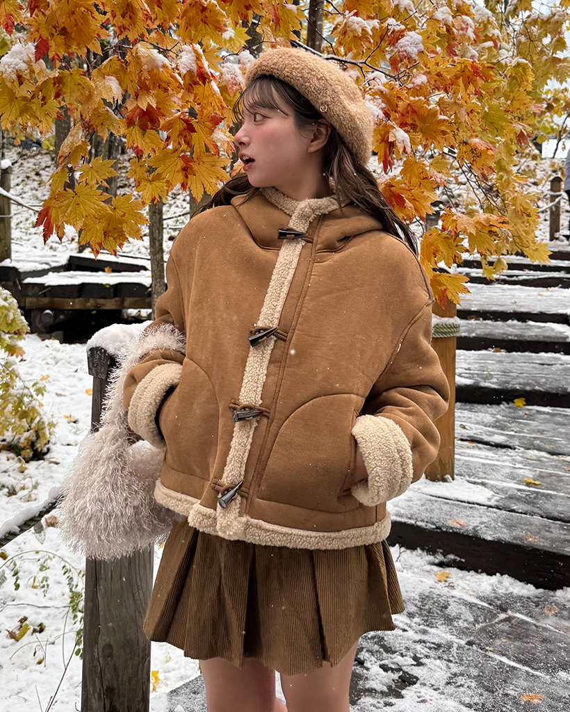 ボアショートフードムートンダッフルコート | ファッション通販サイト NUGU