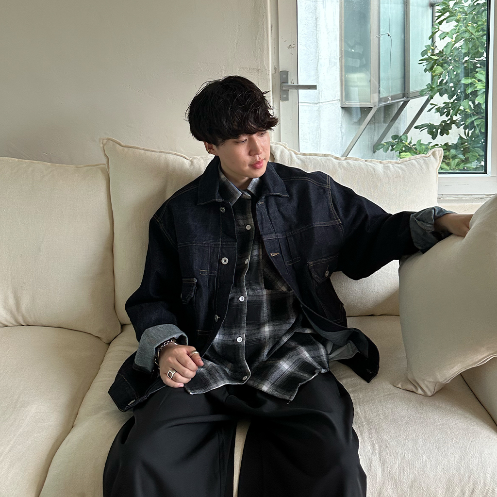 ユニセックス) ブラックトーンチェックシャツ | ファッション通販