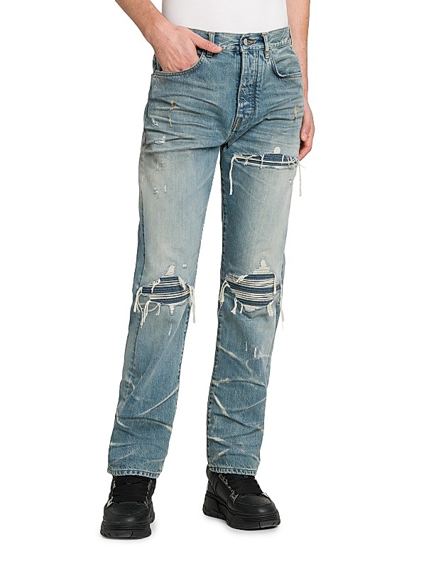 Amiri Mx1 Distressed Mid-Rise Straight-Leg Jeans | Saks Fifth Avenue