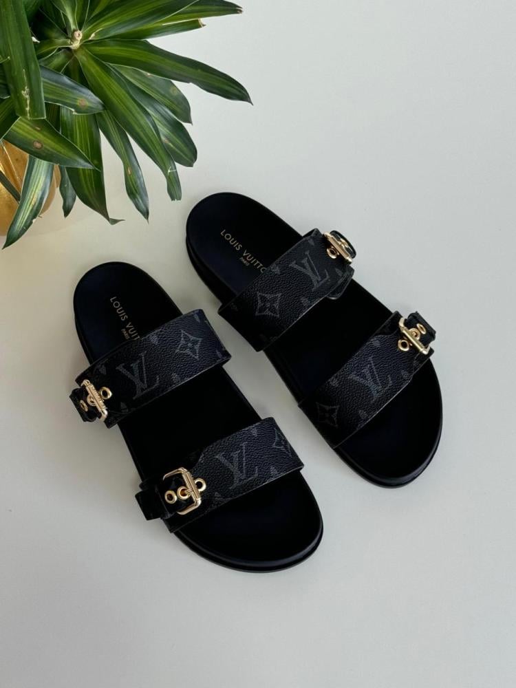 Louis Vuitton Women's Black Monogram Strapless Sandal - E-SEVEN STORE