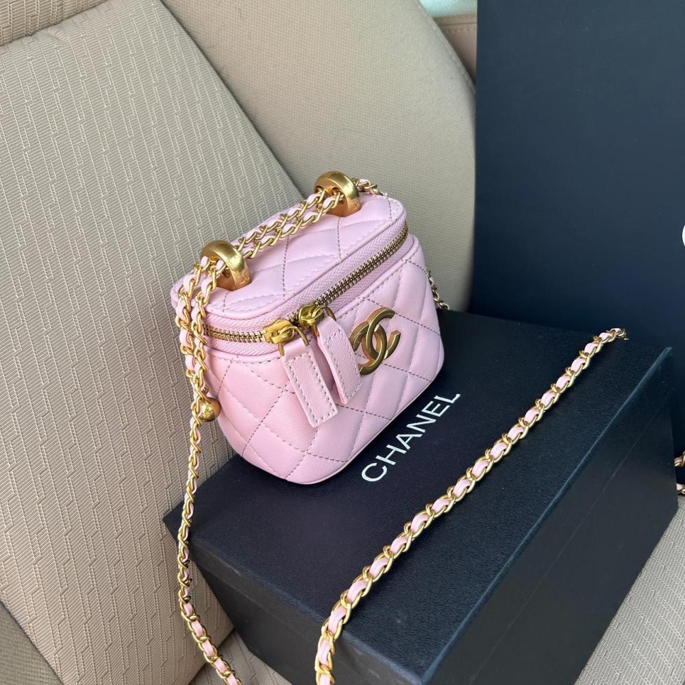 Chanel Mini Vanity Box Bag in Pink and Gold - E-SEVEN STORE