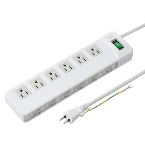 TAP-S8【省エネタップ（3P・6個口・2m・ホワイト）】便利な一括集中