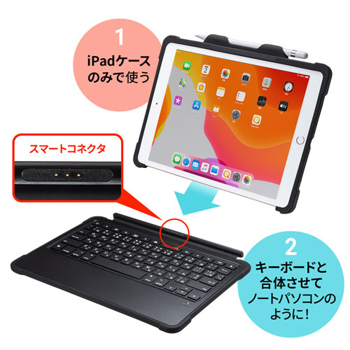 iPadのスマートコネクタに接続するだけで簡単に使用できる10.2インチ