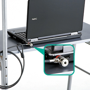 SL-31【ノートパソコンセキュリティキット】錠とワイヤーが一体型