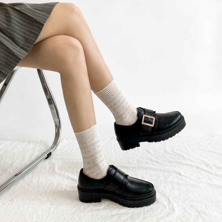 軽量厚底 マニッシュ ワンベルトバックル ローファー 1978[品番