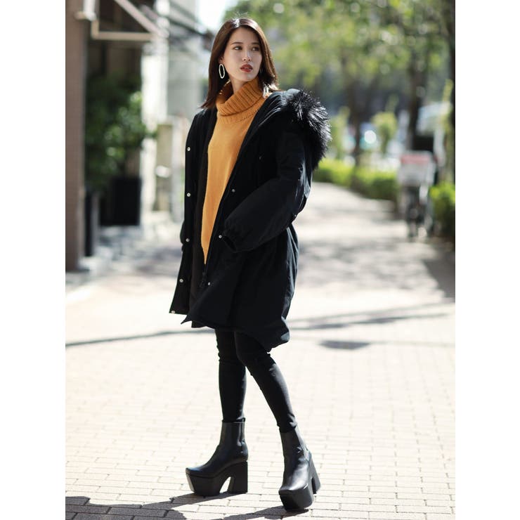 オーバーフーディーカーブコート[品番：MKSW0003763]｜EMODA（エモダ