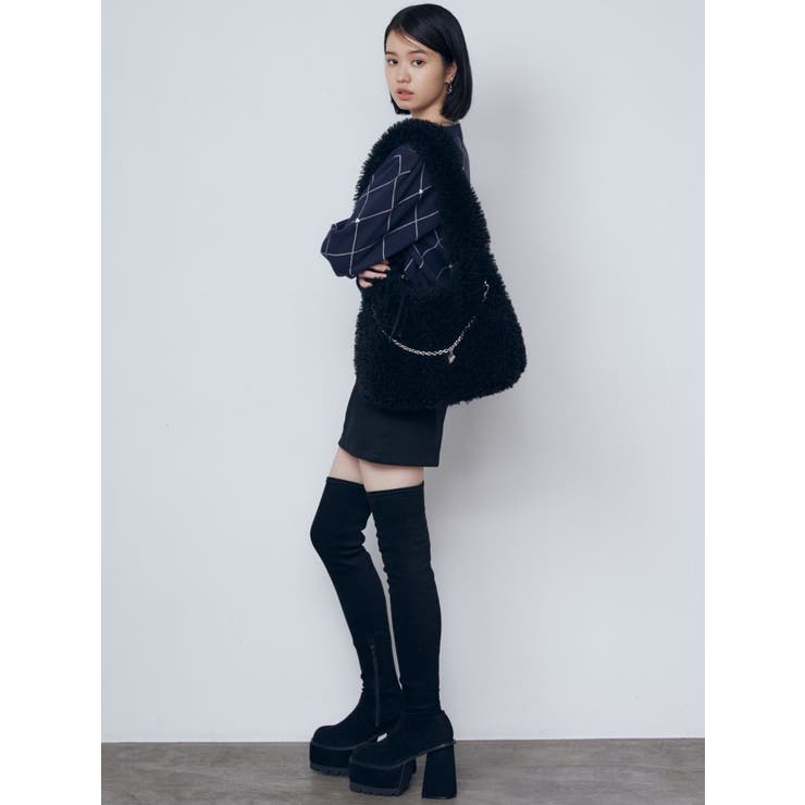 EMODA スクエアフィットロングブーツ S ニーハイブーツ ロングブーツ 黒