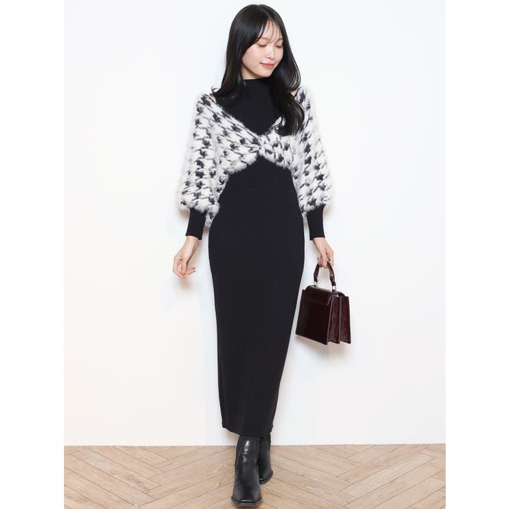 2WAYジャガードカーデドッキングニットワンピース[品番：MKSW0056428