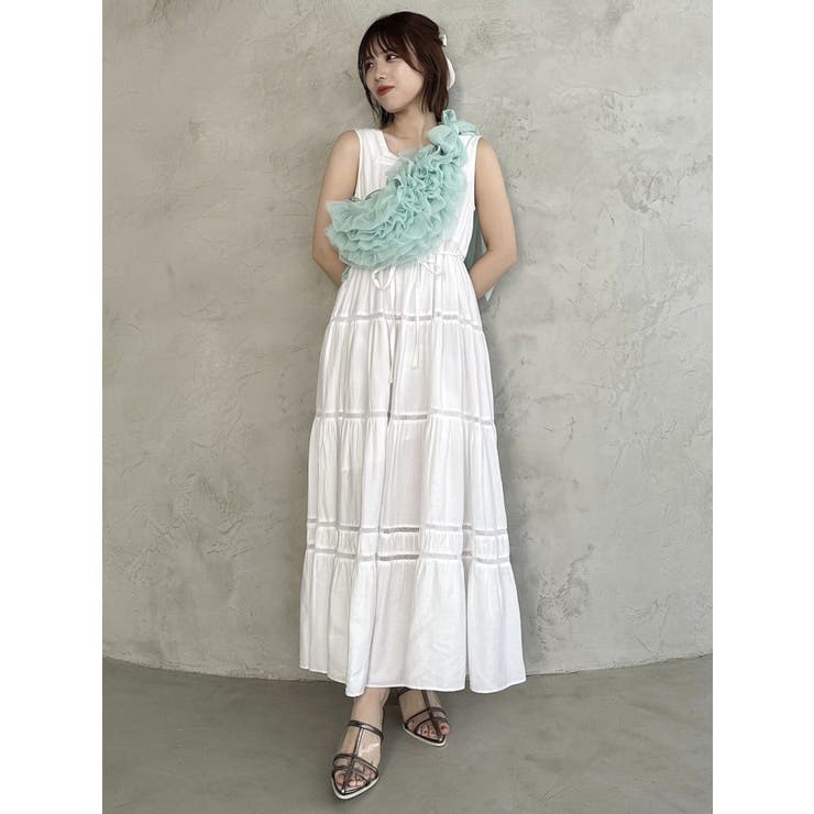 ハシゴレースティアードワンピース[品番：MKSW0057092]｜dazzlin