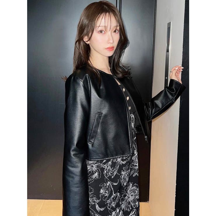 ノーカラーフェイクレザージャケット[品番：MKSW0055893]｜RESEXXY