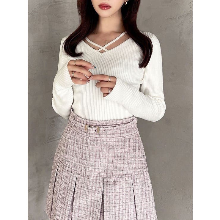 デコルテクロスニットトップス[品番：MKSW0067139]｜RESEXXY