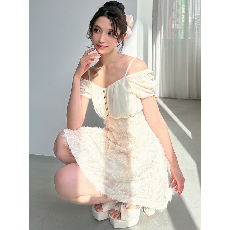 ジャガードドッキングミニフレアワンピース[品番：MKSW0064184