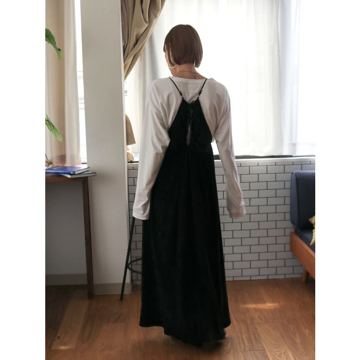 バックデザインベロアキャミワンピース[品番：MKSW0053202]｜Ungrid