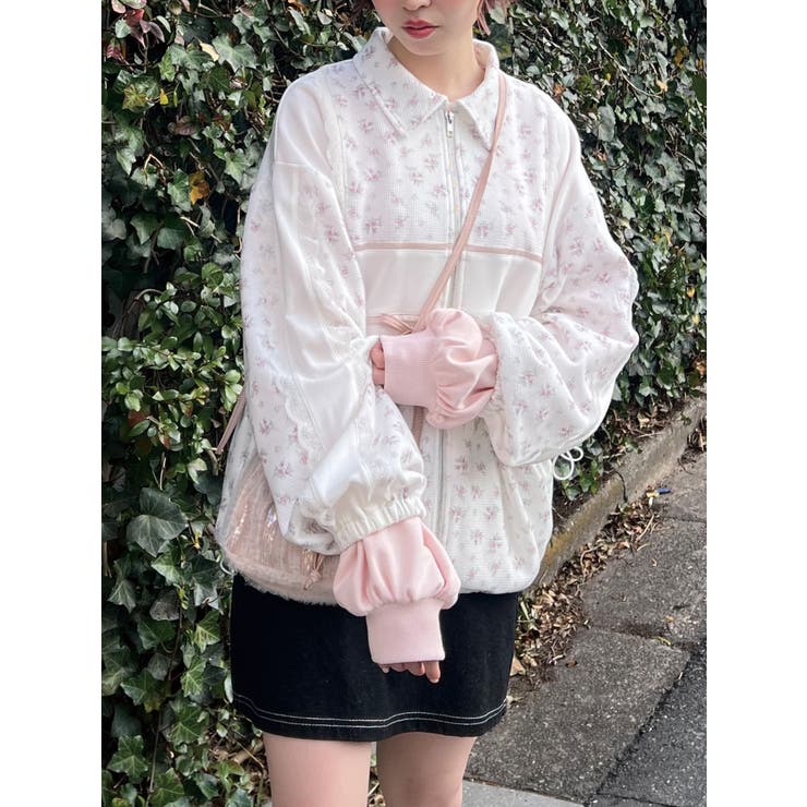 floralコンビトラックジャケット[品番：MKSW0059583]｜merry jenny