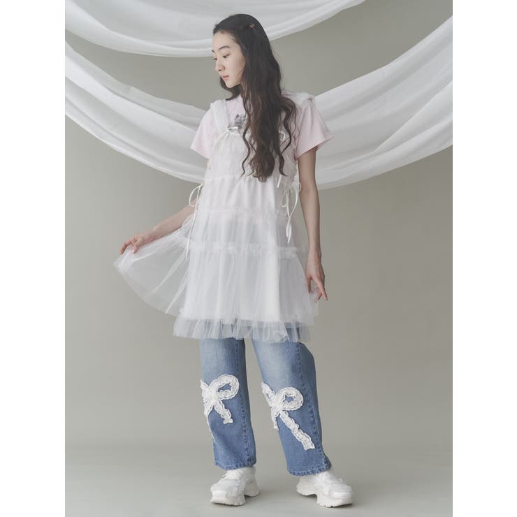 チュールコルセットミニワンピース[品番：MKSW0061843]｜merry jenny