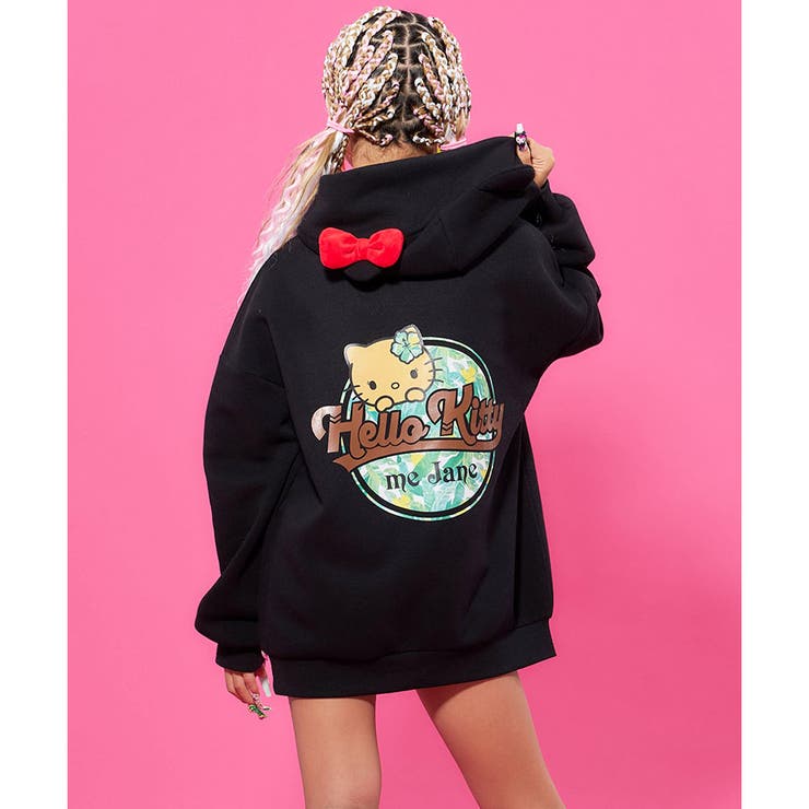 HELLO KITTY×meJane】裏起毛バックプリントフードリボン付きパー…[品番