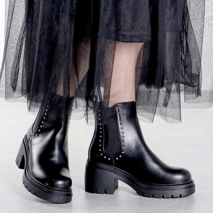 7cmヒール スタッズサイドゴアブーツ ☆9124[品番：SFWS0002856