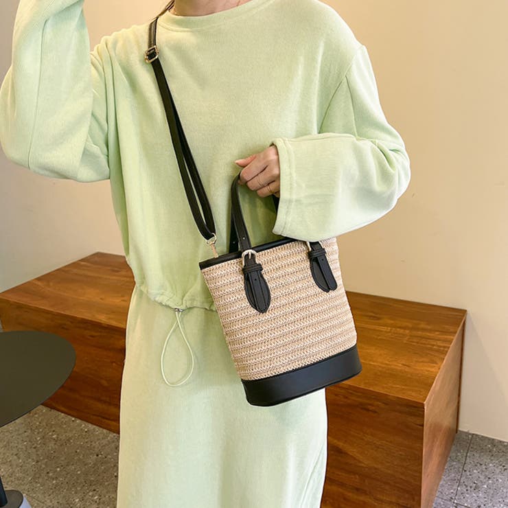 ストローショルダーバッグ かごバッグ 夏[品番：II000010300