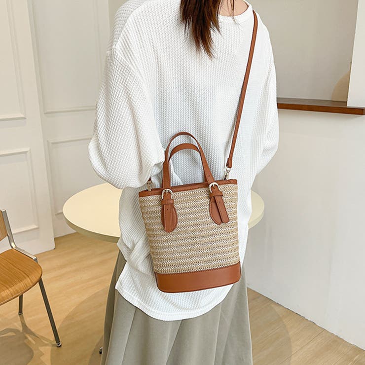 ストローショルダーバッグ かごバッグ 夏[品番：II000010300