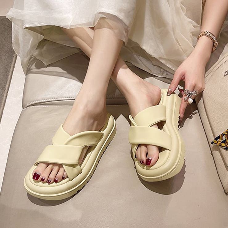 厚底サンダル レディースフラットサンダル[品番：II000010378