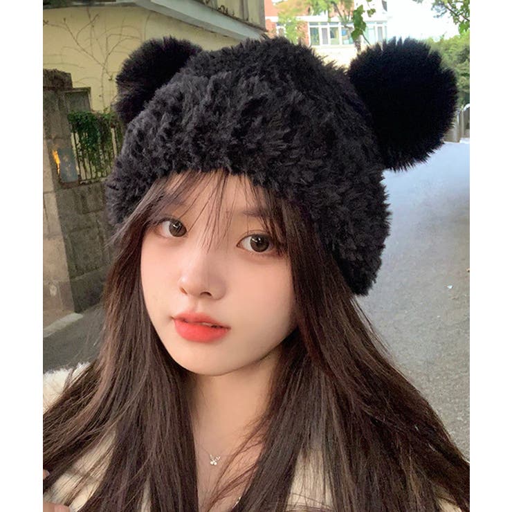 くま耳ニット帽 小顔 レディース 韓国風[品番：AGCW0005086]｜SUNSHINE