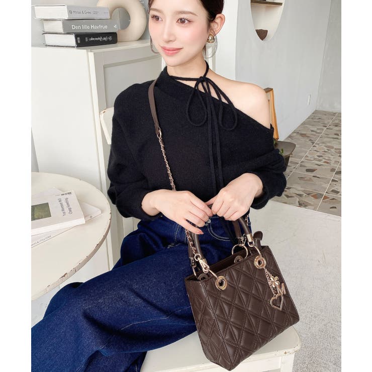 オリジナルチャーム付き2WAYキルティングバッグ[品番：ERMW0000024