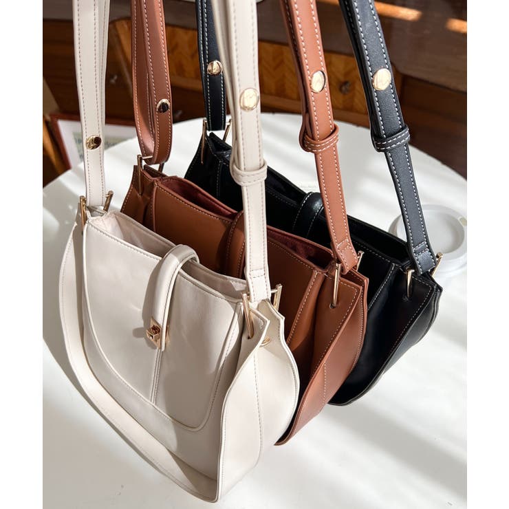 配色ステッチワンハンドラウンドショルダーバッグ[品番：ERMW0004131