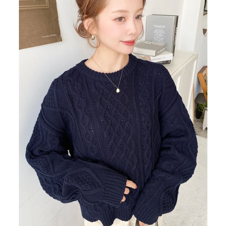 ケーブルニットプルオーバー[品番：ERMW0004073]｜moment+（モーメント