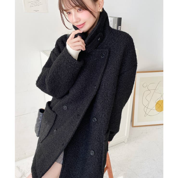 2WAYアレンジカラーPコートリングフェイクウール[品番：ERMW0004079