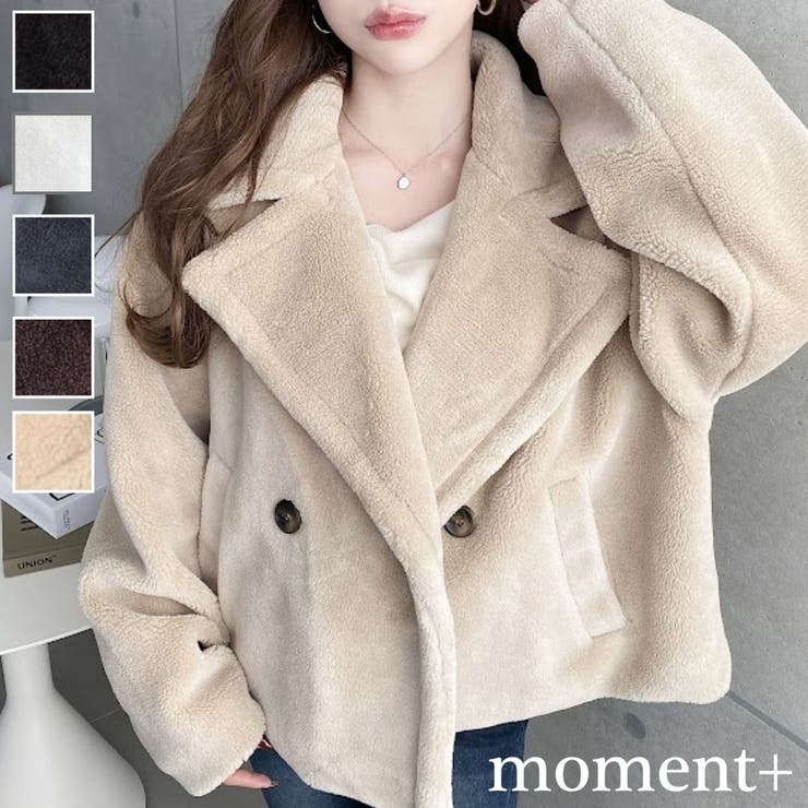 ショート丈テディベアボアPコートジャケット[品番：ERMW0004181