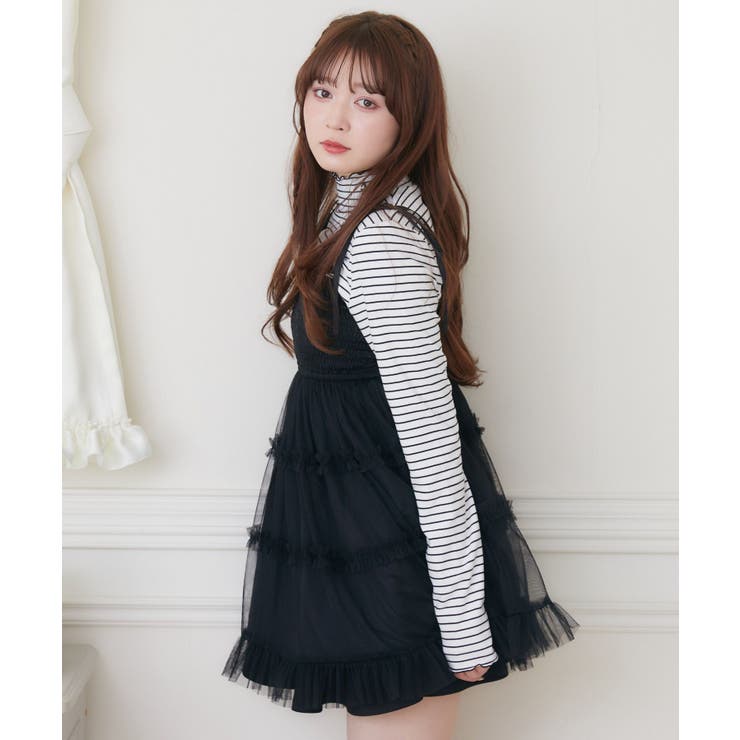 チュールボリュームフリルキャミソールチュニック J1U J1U by LA BELLE