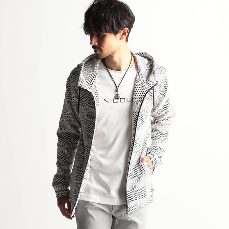 ジオメトリックジャガードフードパーカー[品番：NICW0006352]｜NICOLE