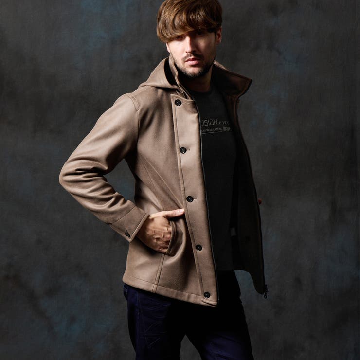 マイクロ起毛ポンチ ムラプリントナポレオンブルゾン[品番