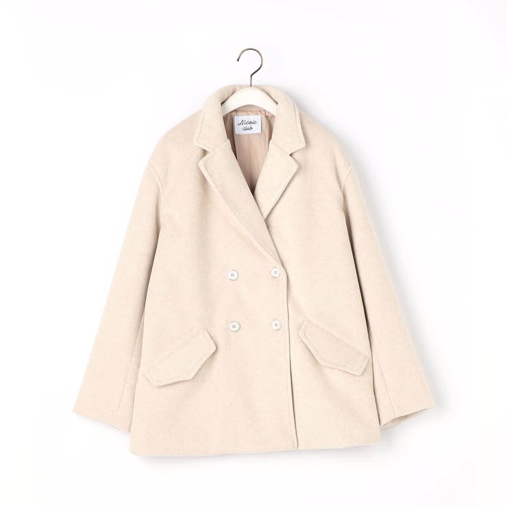 ウールライクダブルコート／ダブルブレストショート丈[品番