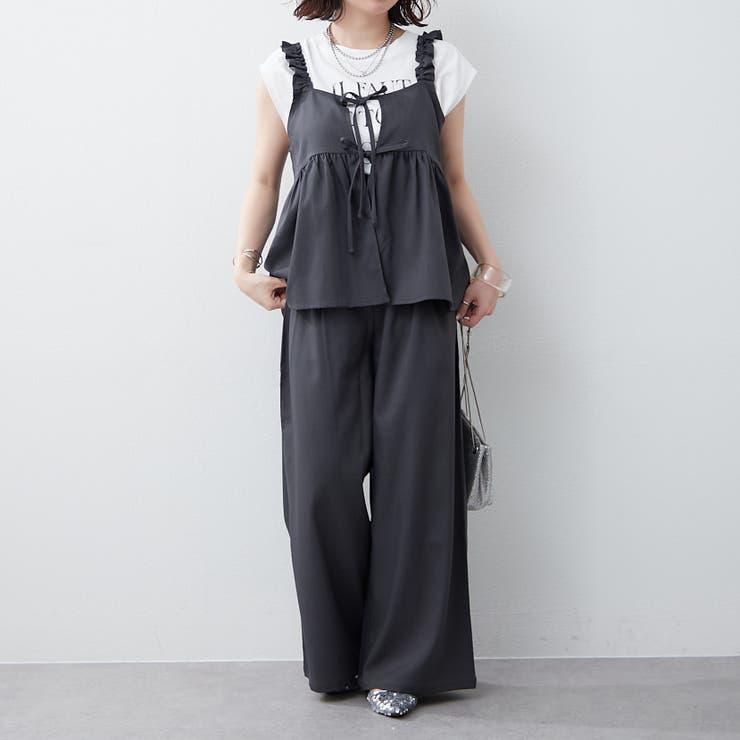 セットアップ】リボンキャミ+ロングパンツSET[品番：OLOW0016281