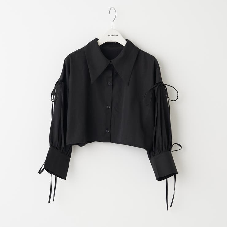 新色追加】袖リボンシャツ[品番：NCLW0009871]｜NICE CLAUP / OLIVE