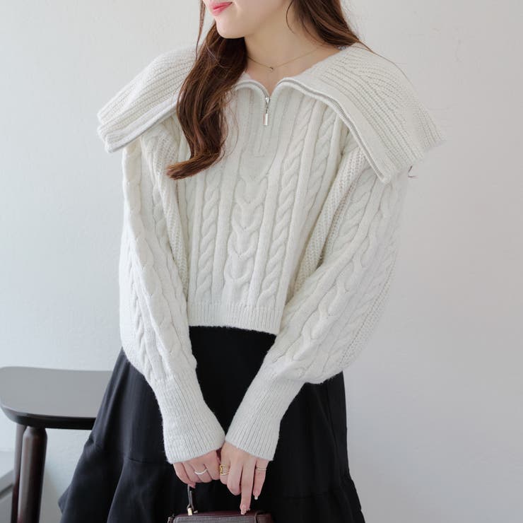 ZIPUPデカ衿ニット[品番：OLOW0014546]｜RMAF NICE CLAUP / OLIVE des