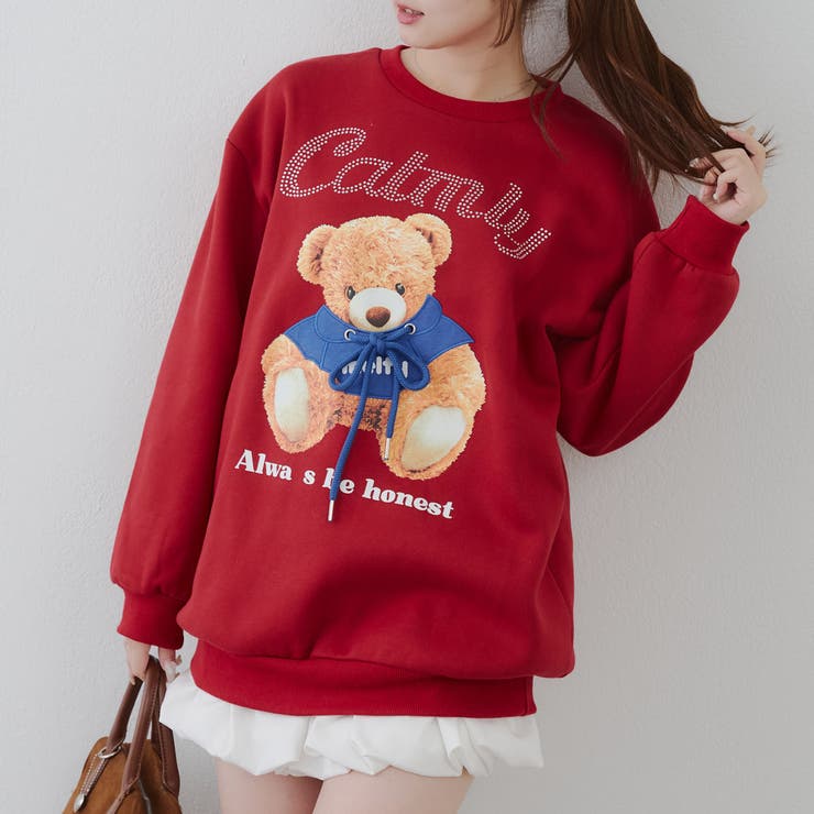 キラキラロゴクマ裏起毛プルオーバー[品番：NCLW0016854]｜NICE CLAUP