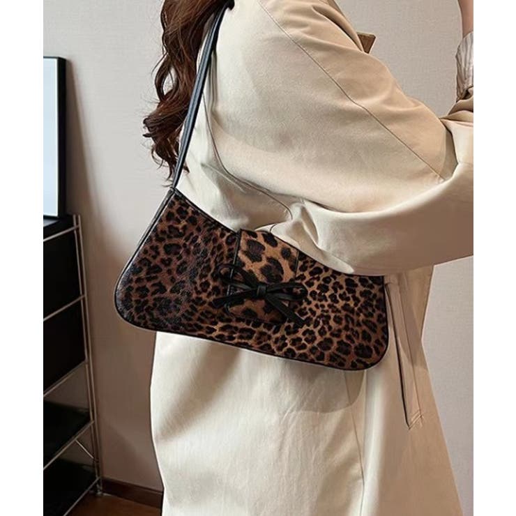 柄アソート リボンデザイン ワンハンドルバッグ レオパード 千鳥柄