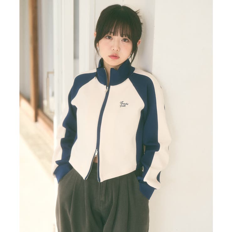 ヘムシャープ ダブルジップ クロップド トラックジャケット[品番