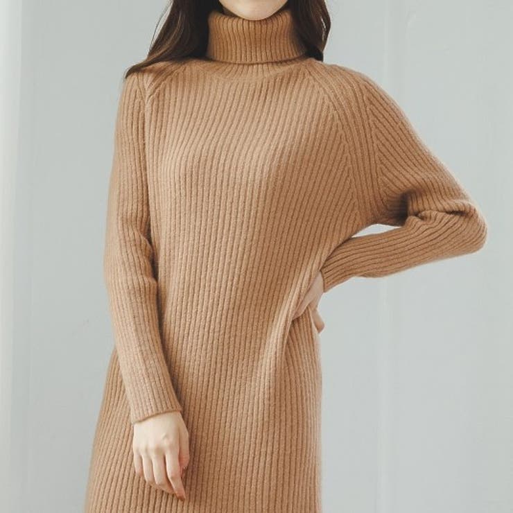 タートルネックニットワンピース リブ ロング[品番：ORGW0000284]｜Ada