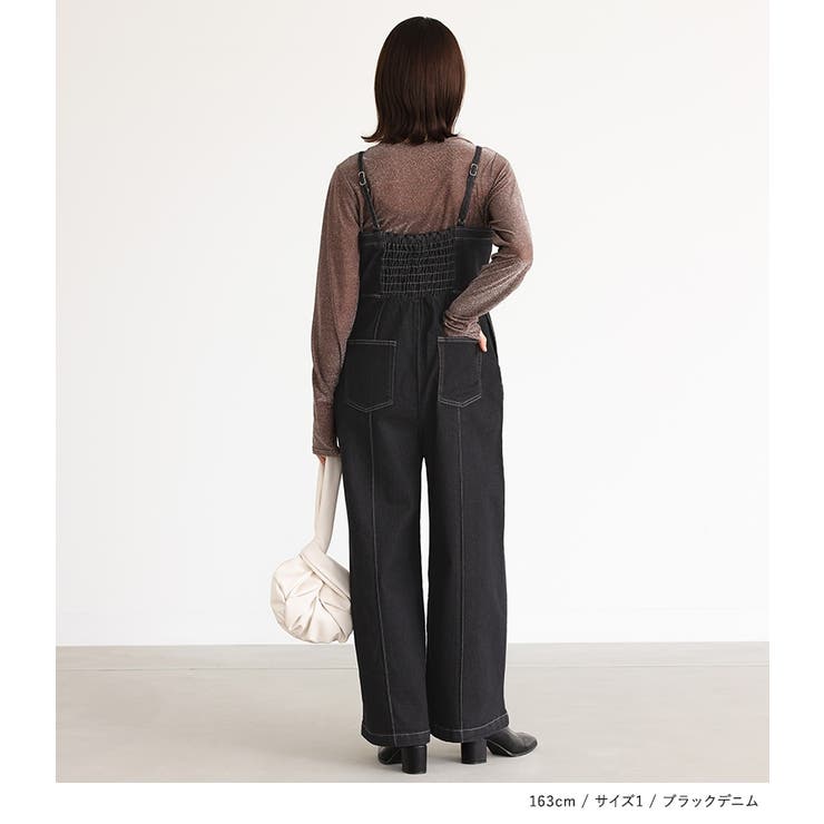 n'OrLABEL折り返しデザインデニムサロペット[品番：MITW0017470