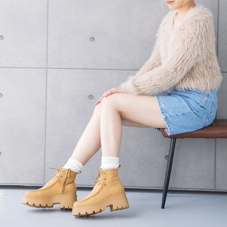 厚底レースアップモカシンブーツ[品番：ATAW0001258]｜attagirl