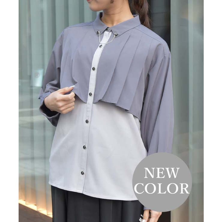 チェーン付プリーツシャツ[品番：IGAW0005648]｜axes femme