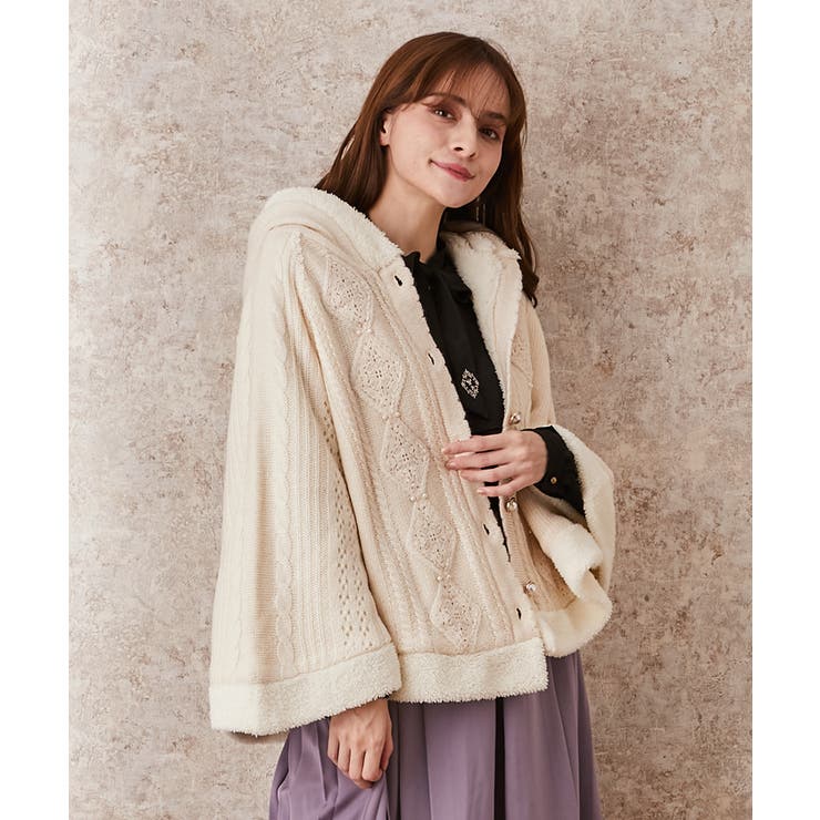 裏ボアニットポンチョ[品番：IGAW0001032]｜axes femme（アクシーズ