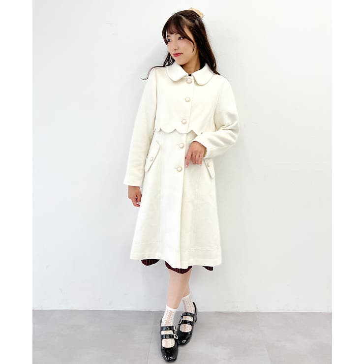 ファー襟スカラップコート[品番：IGAW0004051]｜axes femme