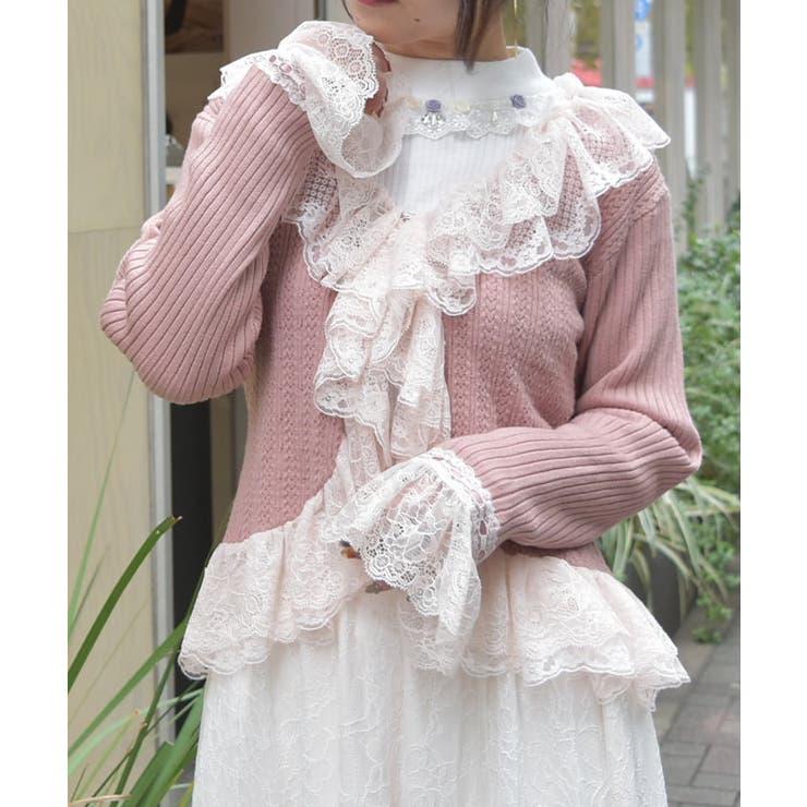 レースフリルニットボレロ[品番：IGAW0005687]｜axes femme